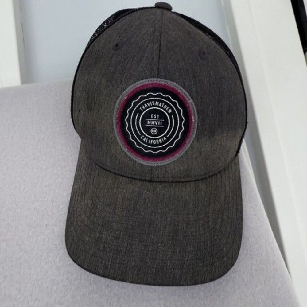 Travis Mathew Hat Cap Snap Back Grey Black Trucker The Patch California Golf